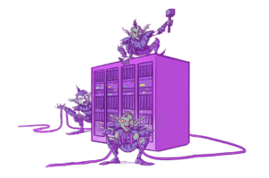 Illustration Of Teratech'S It Services With Tech Characters And Servers.