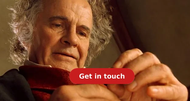 Close-Up Of A Man Using A Smartphone With A 'Get In Touch' Button.
